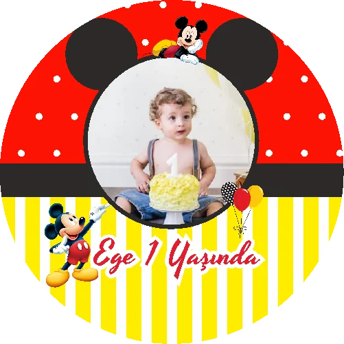 Mickey Mouse  Temalı yuvarlak Açacak Magneti